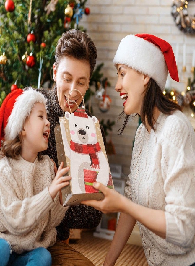 Funrous أكياس هدايا عيد الميلاد المرحة، 6 تصاميم، أكياس ورقية كرافت للحلويات مع مقابض، هدايا عيد الميلاد لوجبات خفيفة في عطلة الشتاء، لوازم حفلات الهدايا، 8.6 × 6.3 × 3.2 بوصة (عبوة من 18 كيسًا) - Image 5